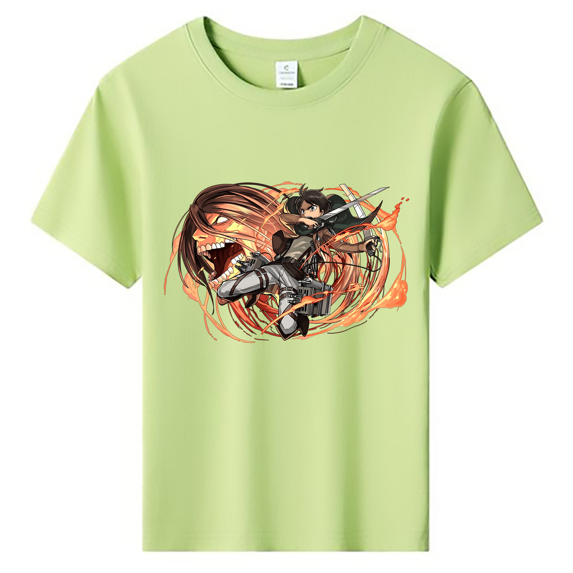 （画像用） 進撃の巨人 エレン･イェーガー Attack on Titan Eren Jäger 綿100％キッズTシャツ（フロントプリント）